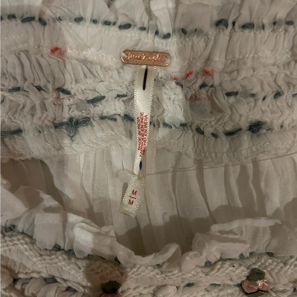 FREE PEOPLE x REVOLVE Atlas Rose Mini Dress Optic White Sheer embroidered M NEW - Picture 5 of 5